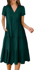 ANRABESS Women's Summer Casual V Neck Midi Dress - Flowy