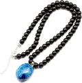 Natural Raw Tourmaline Pendant Black Onyx Beaded Necklace (Style LFG1)