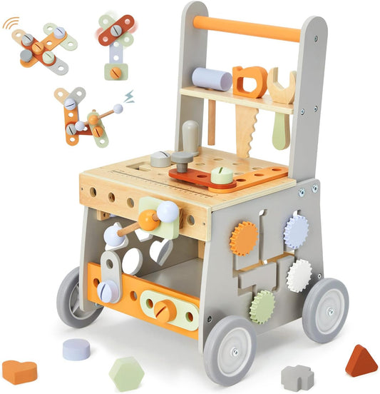 labebe Wooden Baby Walker - Adjustable Speed for Learning Fun!