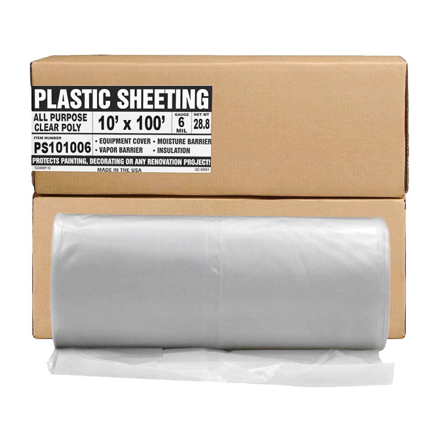 Aluf Plastics 10ft x 100ft Heavy Duty Clear Plastic Sheeting