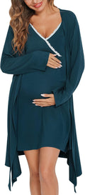 Womens Maternity Robe 2 Piece Nursing Nightgown - Modal Comfort