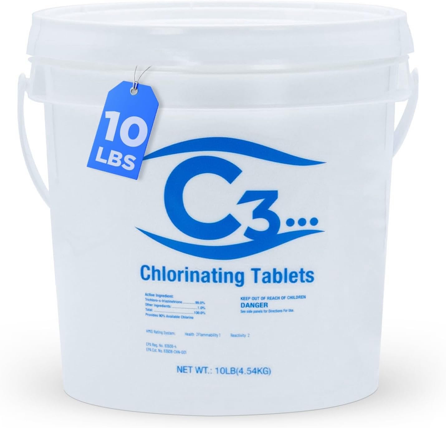C3 10 lbs Stabilized Chlorine Tabs for Sparkling Pool Water