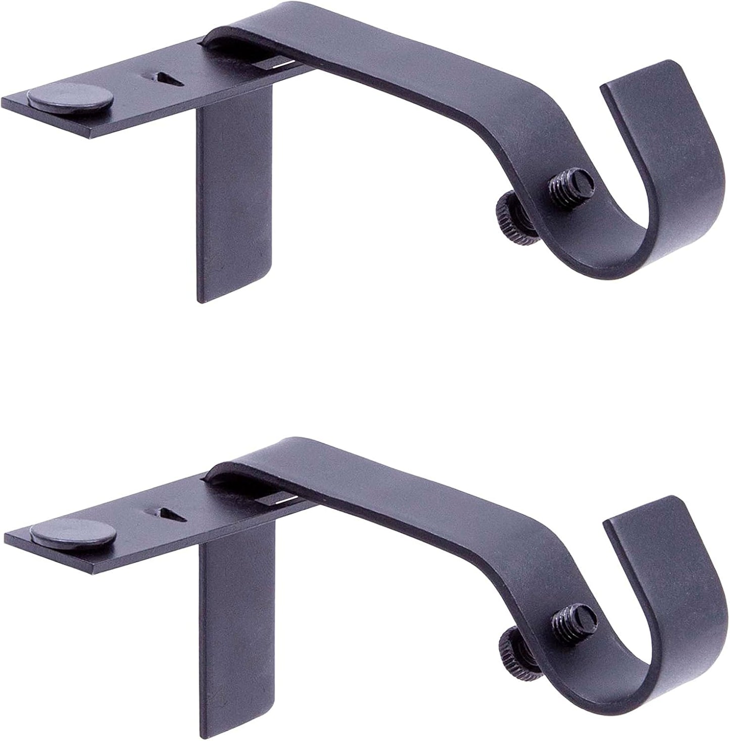Kenney Fast Fit 5/8 No Measure Brackets, Matte Black - Effortless Curtain Hanging