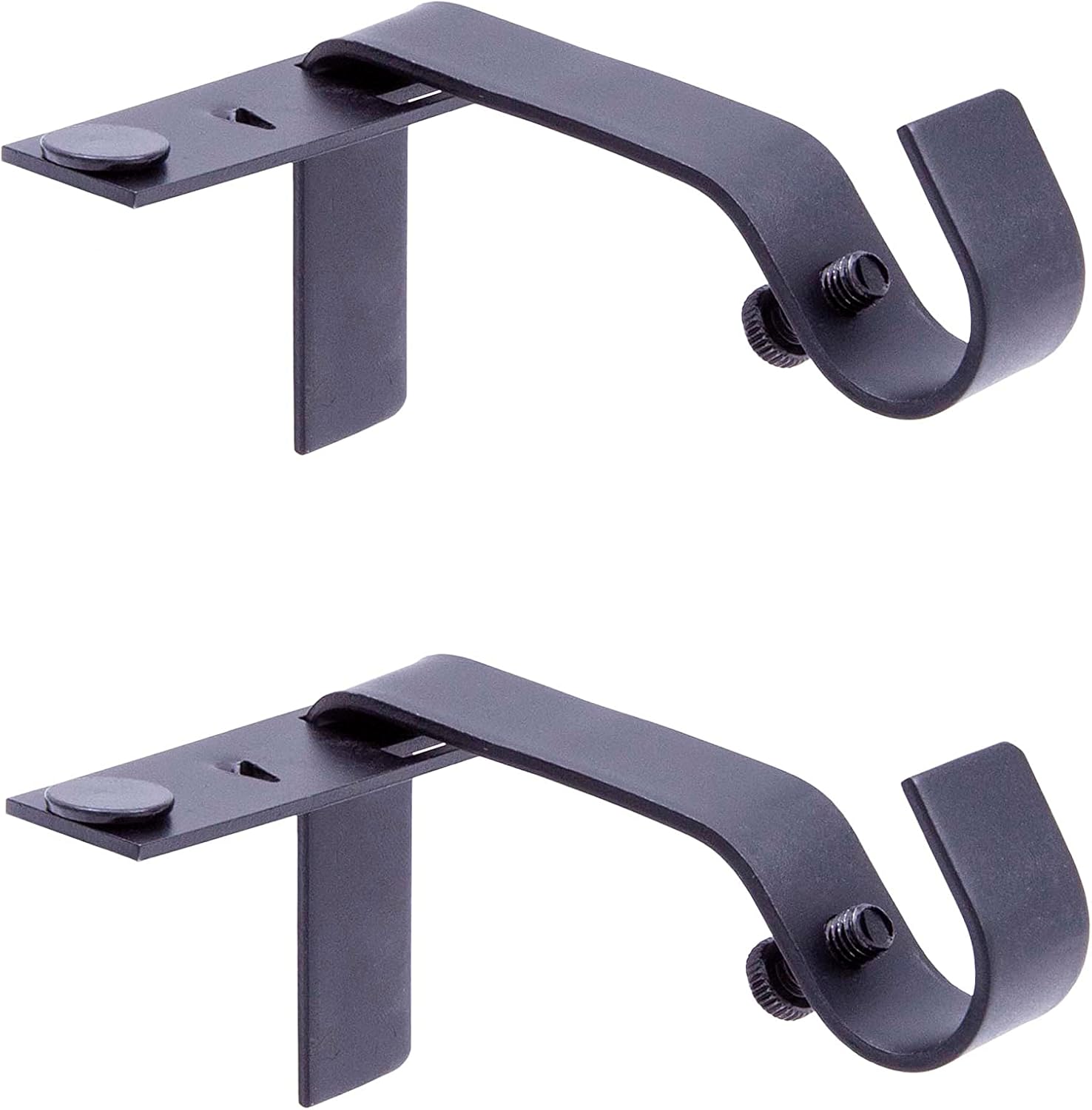 Kenney Fast Fit 5/8 No Measure Brackets, Matte Black - Effortless Curtain Hanging