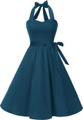 Women's Vintage Polka Audrey Halter Dress - Retro 1950s Cocktail