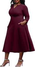 Stylish Plus Size Stretchy Wrap Dress for Women by Nmoder