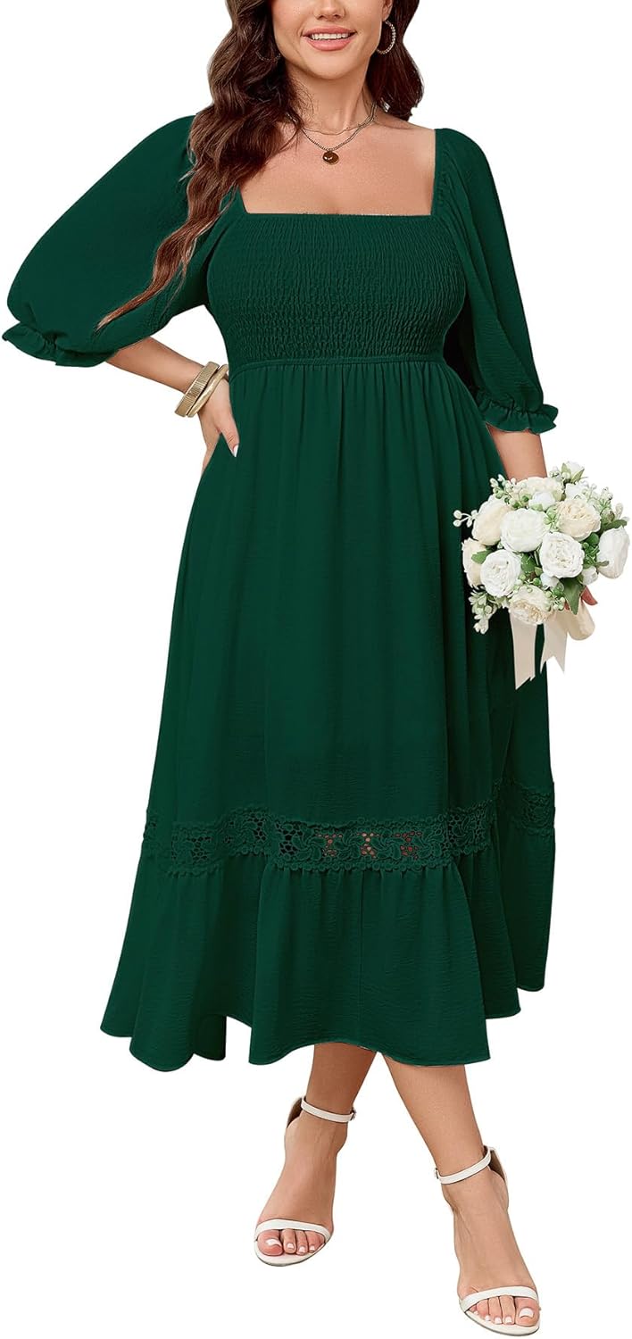 SCOMCHIC Plus Size Maxi Dress for Wedding Guests and Parties