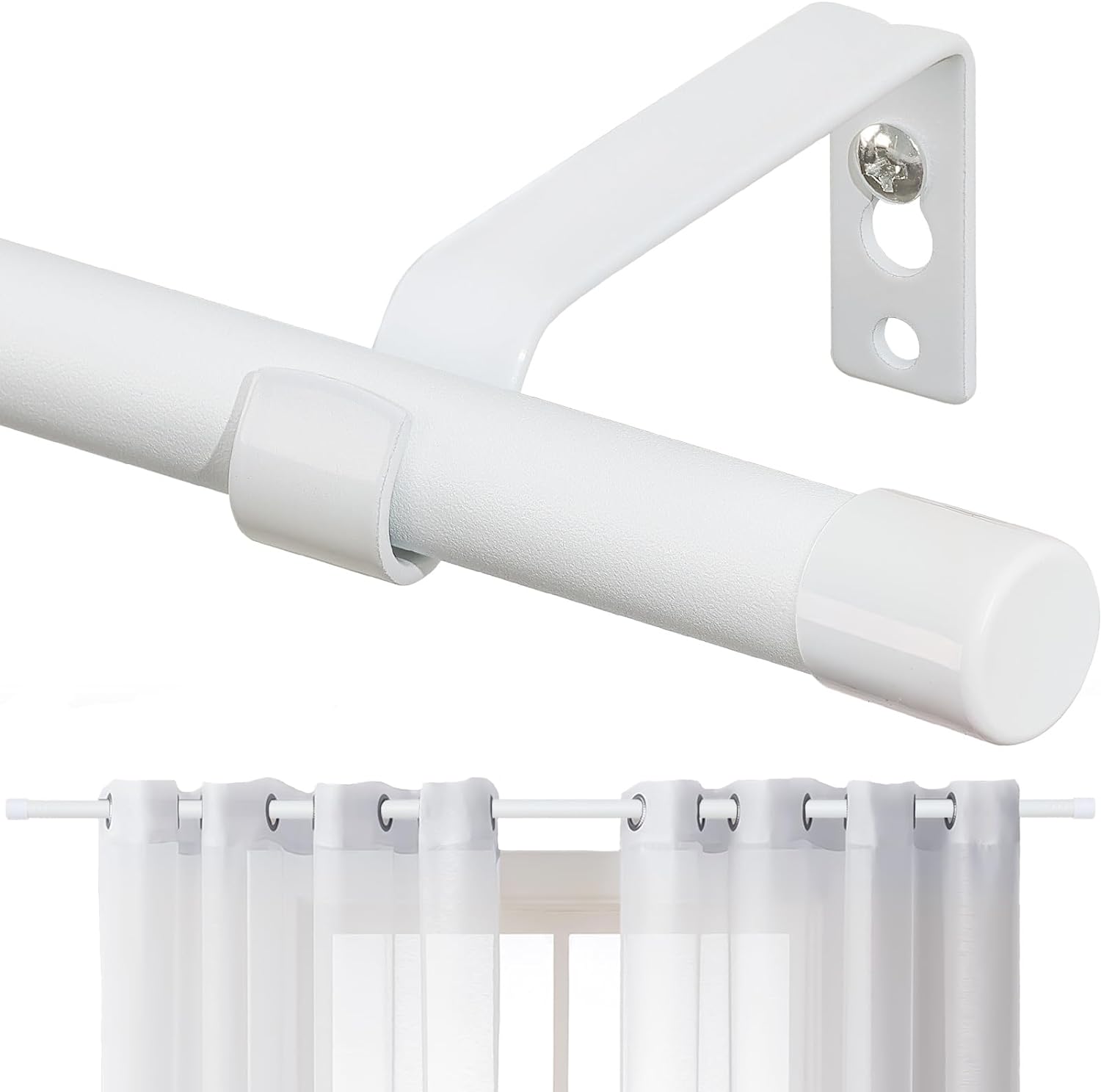 FactionGarden Heavy Duty White Curtain Rod Set