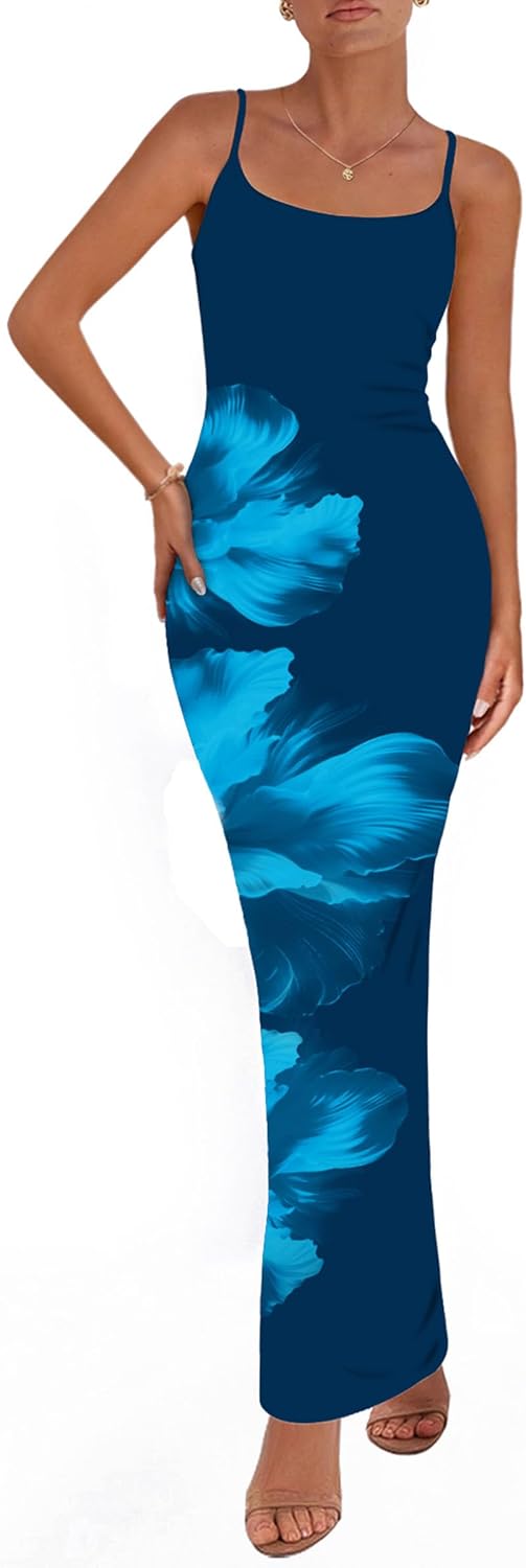Floral Maxi Dress for Women - Summer Spaghetti Strap Style