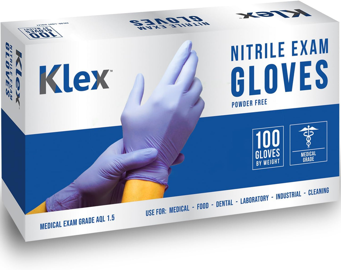 Klex Nitrile Exam Gloves - Medical Grade, Powder Free, Food Safe