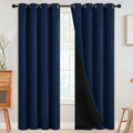 100% Blackout Curtains Navy Blue 52 x 84 in - Room Darkening Panels