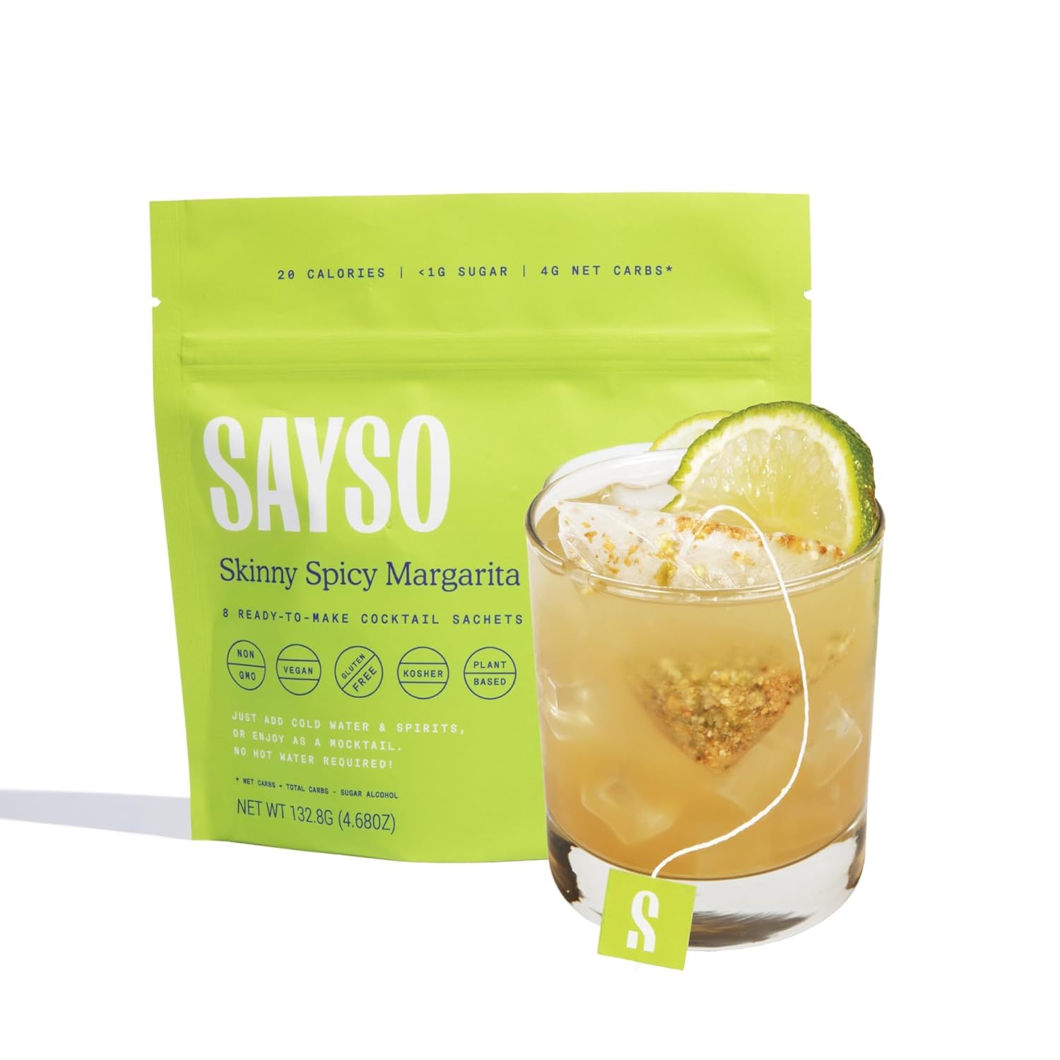 SAYSO Skinny Spicy Margarita Tea Bags: Instant, Low Cal, <1G Sugar