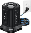 Power Strip Surge Protector Tower - 9 Outlets with USB C and 10 ft