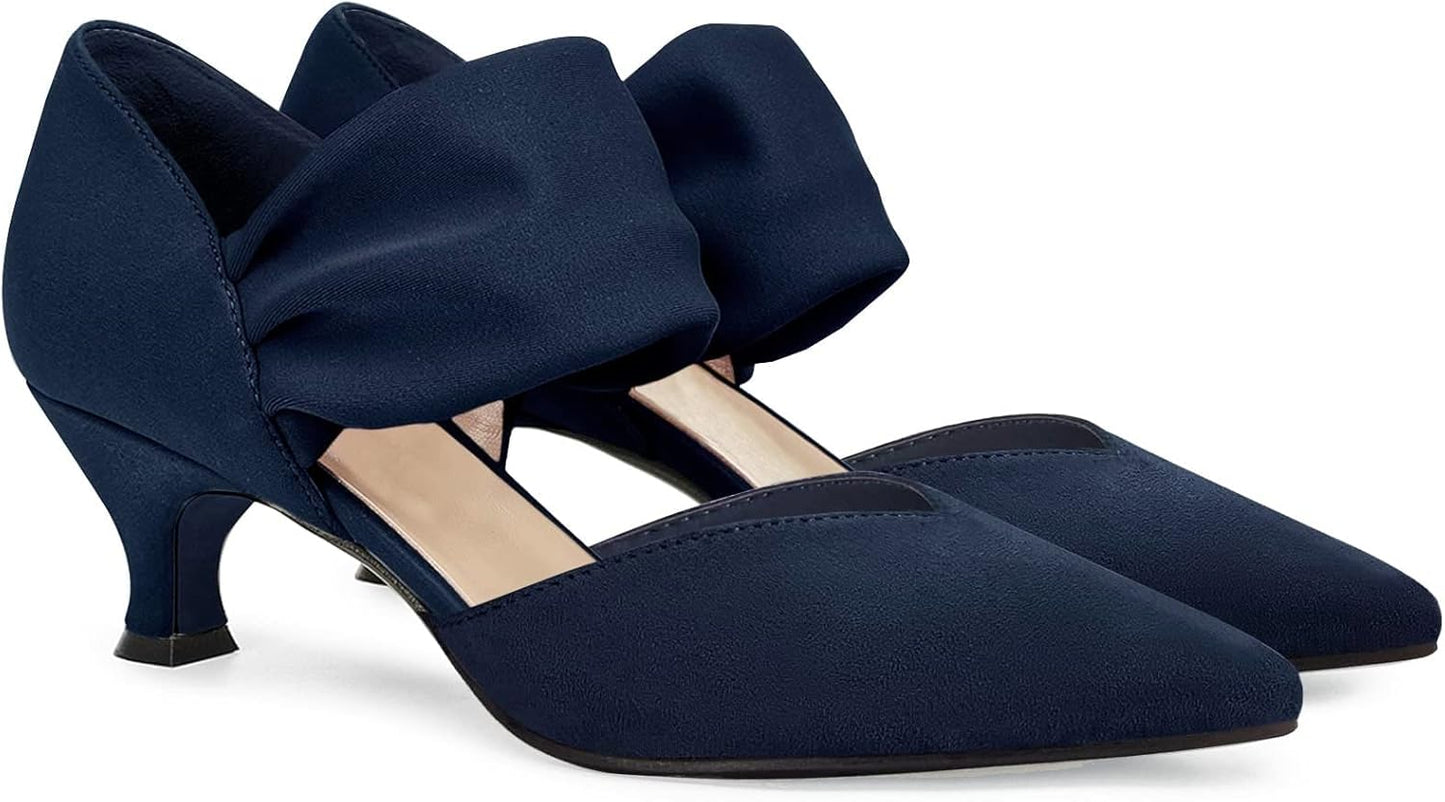 Coutgo Womens Low Kitten Heel Dress Shoes for Elegant Occasions