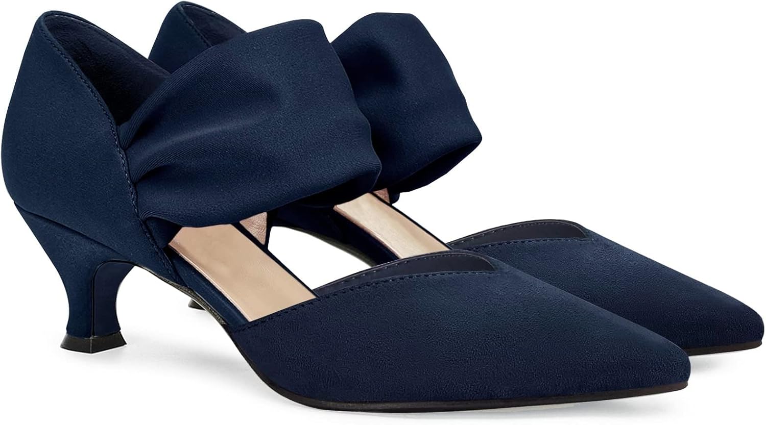 Coutgo Womens Low Kitten Heel Dress Shoes for Elegant Occasions