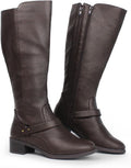 Hawkwell Women's Wide Calf Double Zipper Knee High Riding Boots