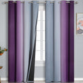 Purple and Grey Blackout Curtains 84 in - Ombre 100% Blackout Panels