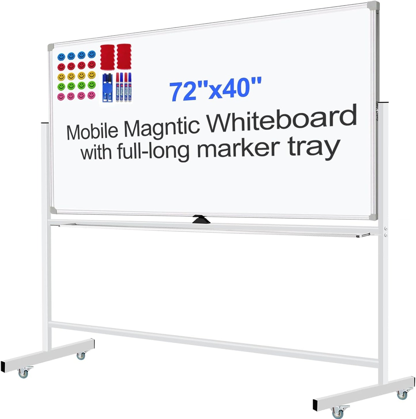 Mobile Magnet Large Whiteboard with Stand for Office and Home