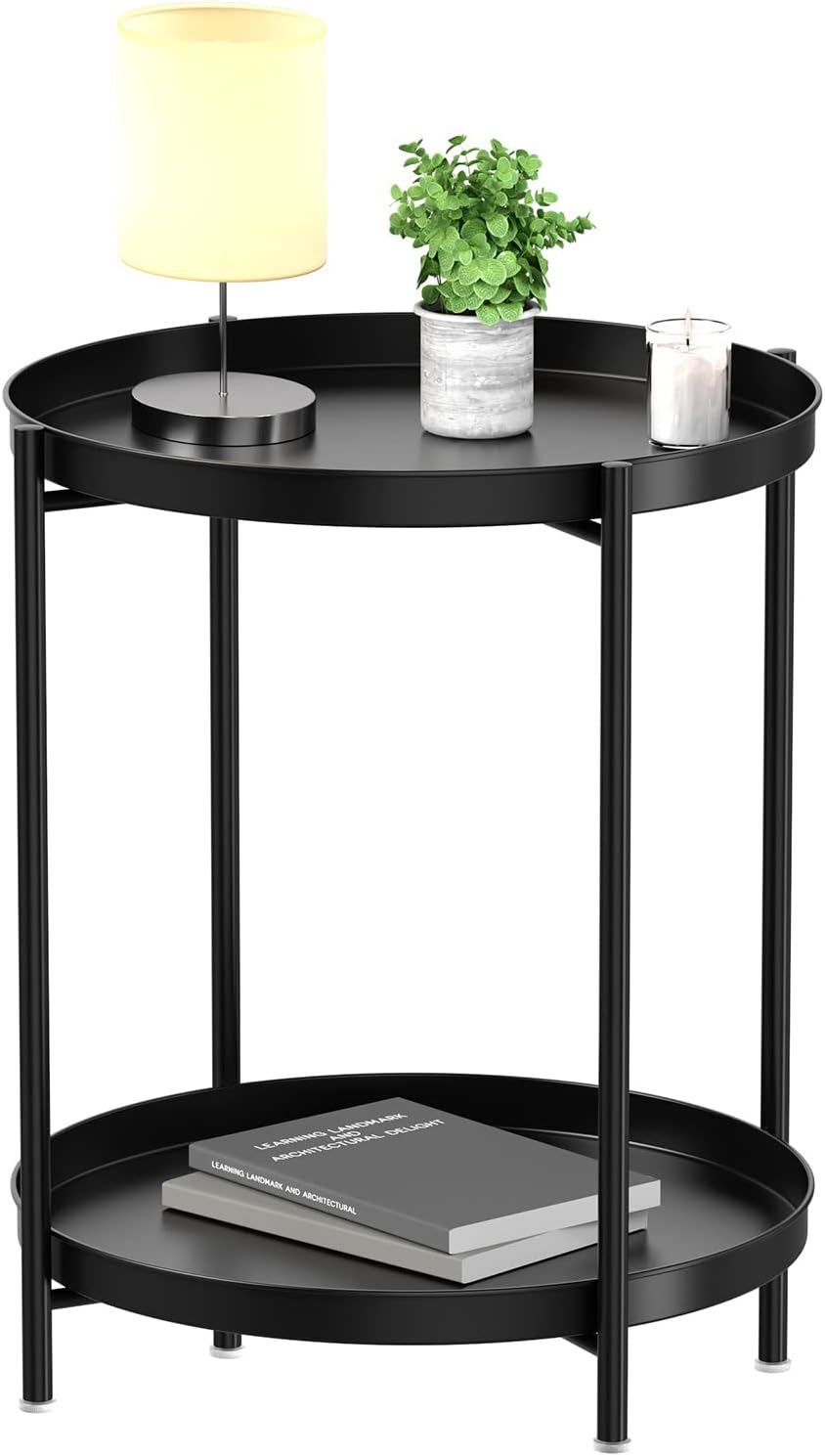 EKNITEY 2 Tier End Table - Versatile Small Side Table for Any Room