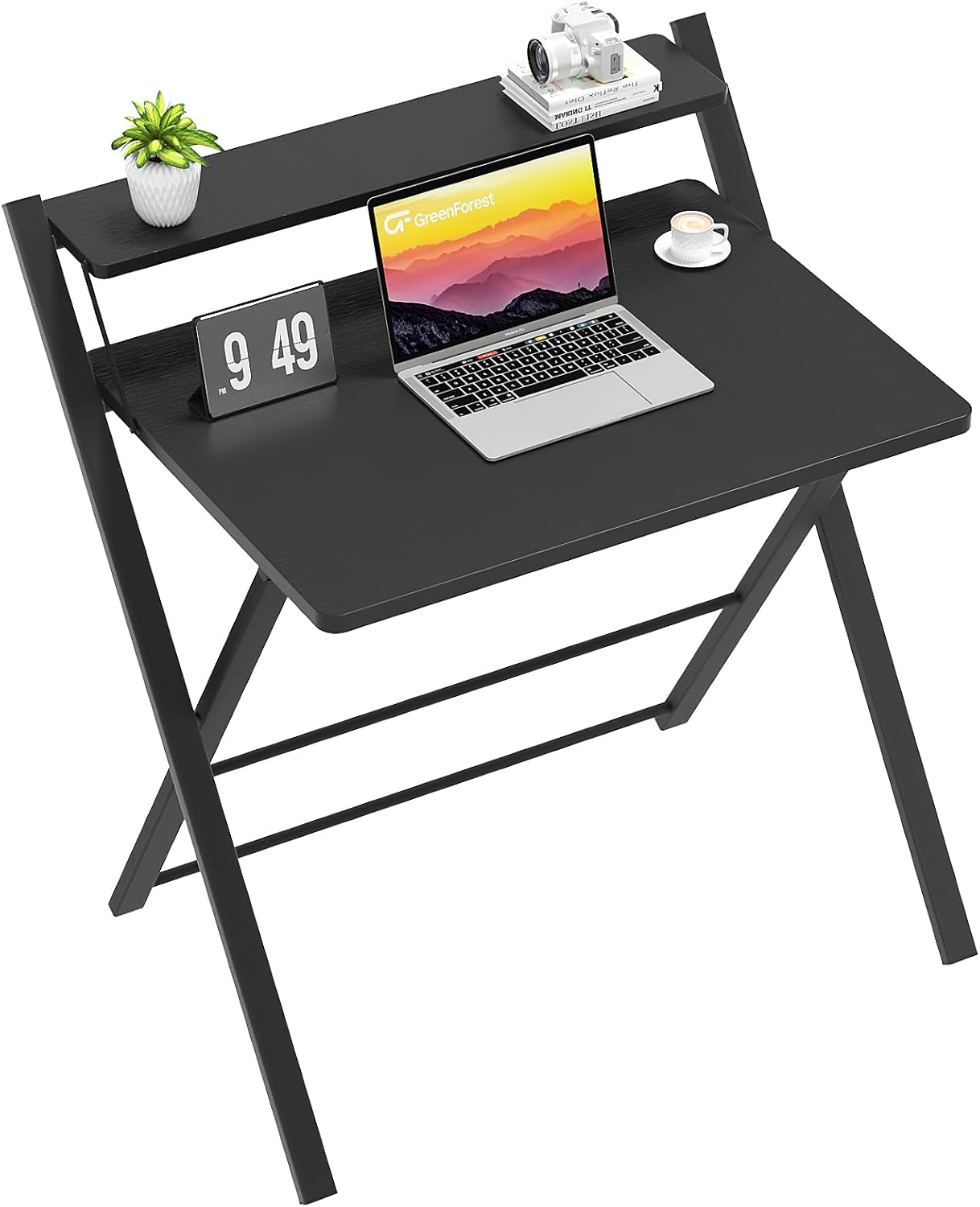 Compact 2-Tier Folding Desk for Small Spaces