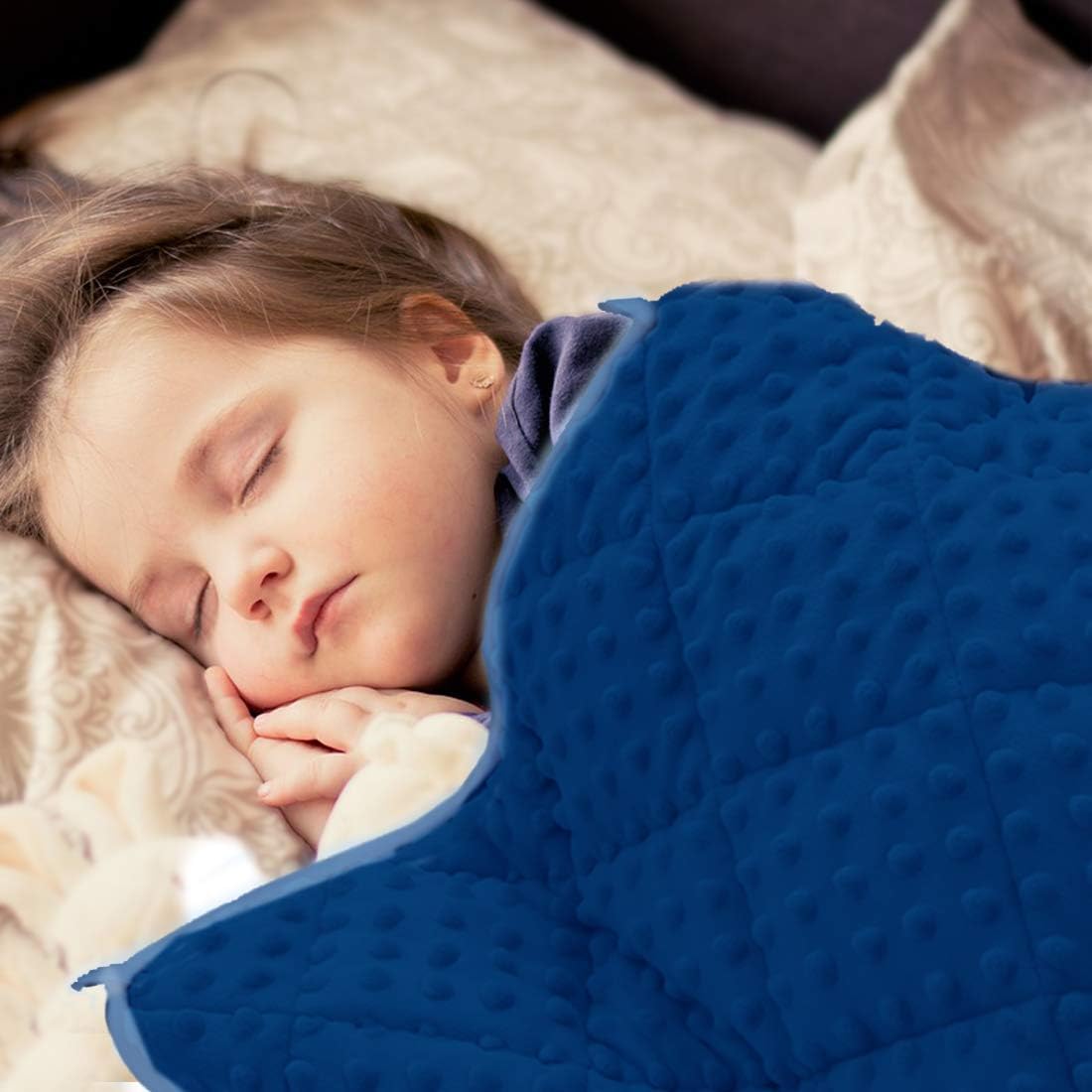 MAXTID Weighted Blanket for Kids 3lbs Blue Comfort Sensory