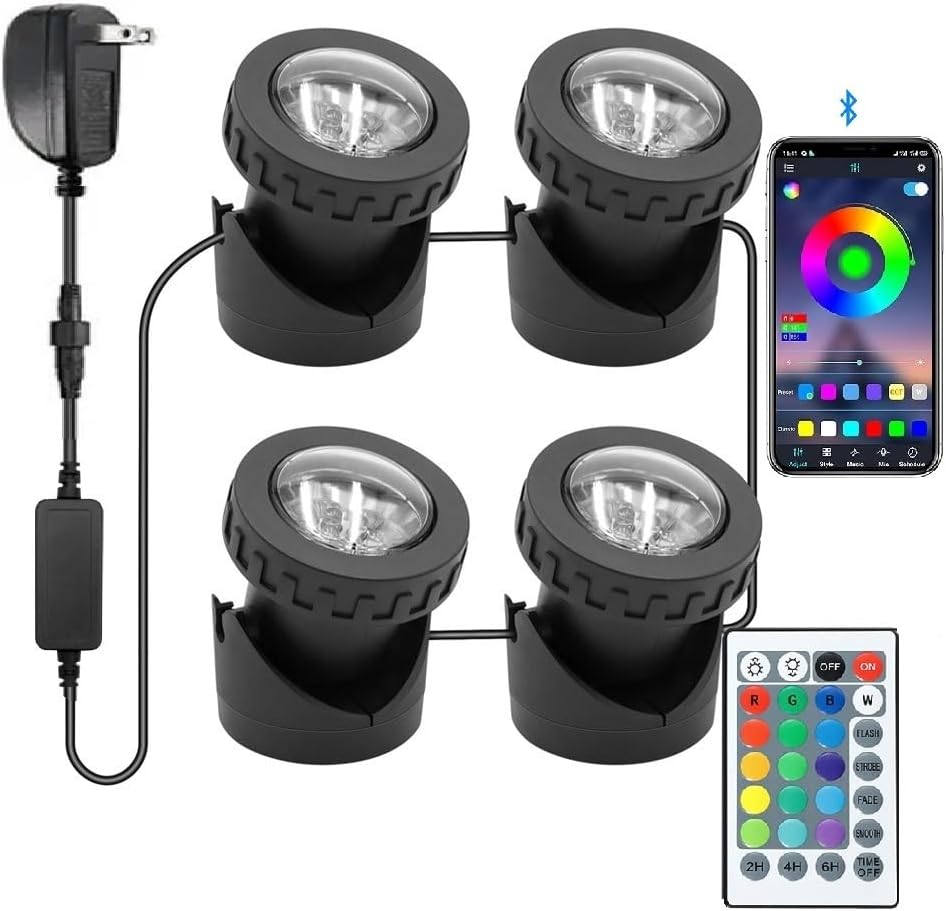 Colored Pond Lights with Timer and APP Control for Gardens