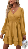Rooscier Womens Wrap V Neck Swing Ruffle Mini Dress - Swiss Dots