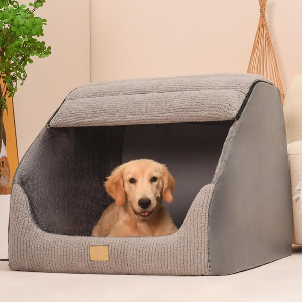 Cozy Plush Dog Cave Bed - Washable & Portable!