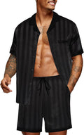 Satin Silk Mens Pajamas Set with Pockets - Lightweight Summer