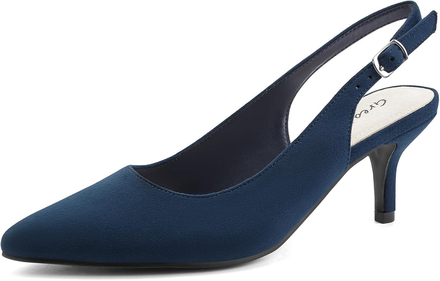 Greatonu Women's Kitten Heels Pointed Toe Slingback Dress Pumps