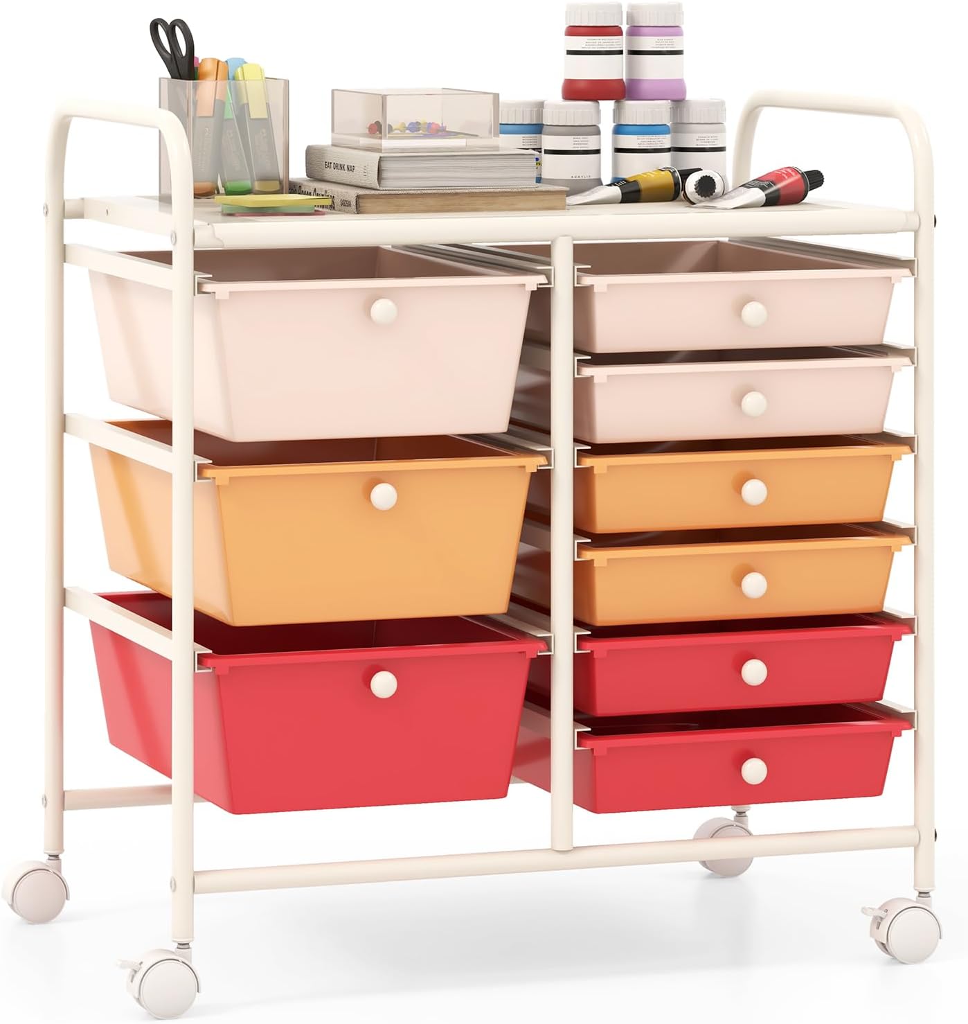 Giantex 9 Drawers Rolling Cart for Classroom and Home Storage