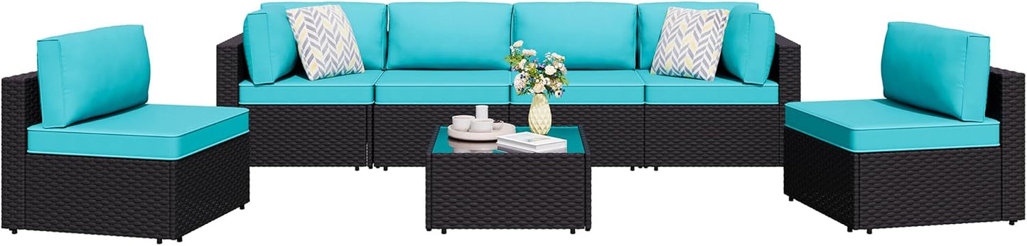 Shintenchi 7 Pieces Outdoor Patio Sectional Sofa Set for Comfort
