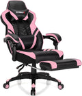 GYMAX Ergonomic Gaming Chair with Footrest - Pink