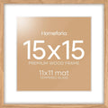15x15 Picture Frame Natural Oak Square with Mat - Gallery Look