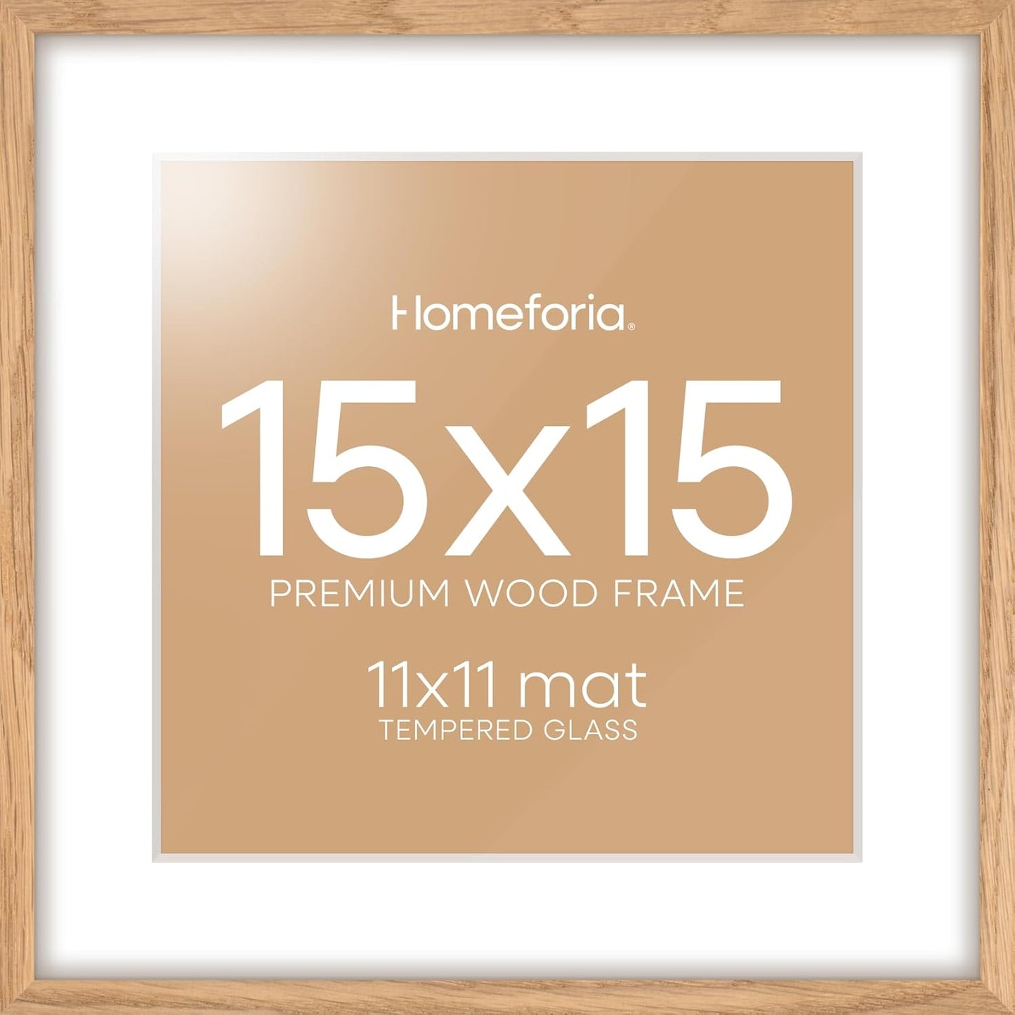 High-End Oak 15x15 Picture Frame with Mat for Stunning Displays