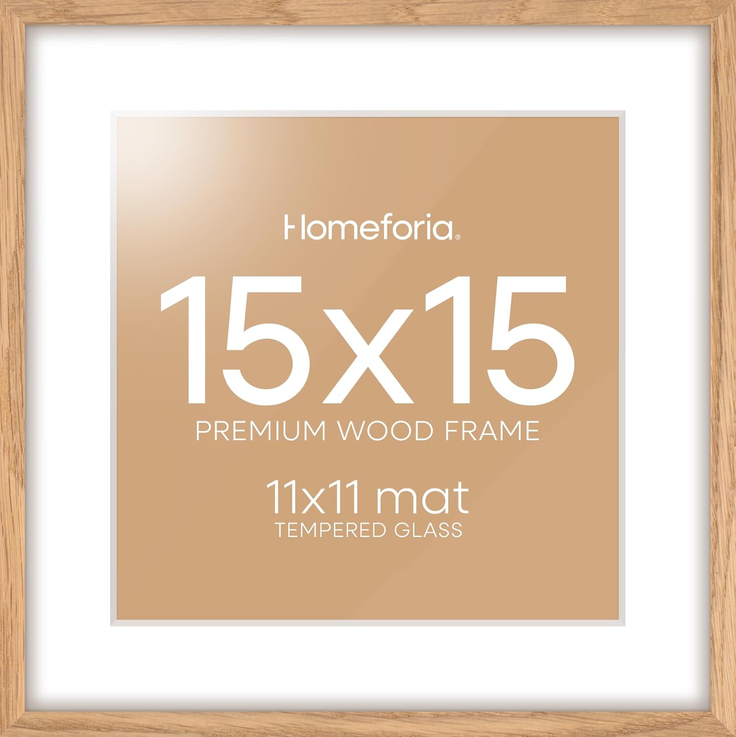 High-End Oak 15x15 Picture Frame with Mat for Stunning Displays