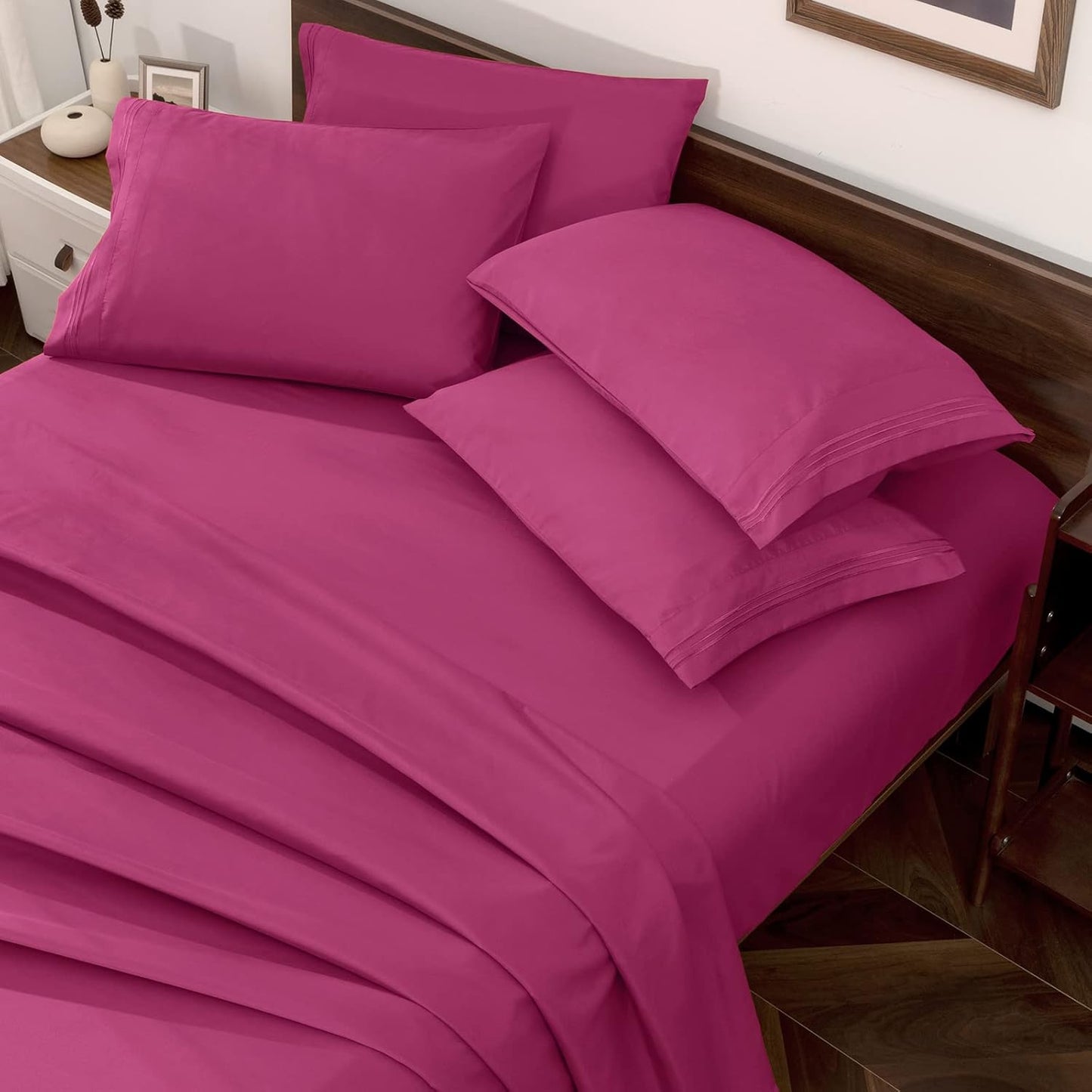 Horbaunal Hot Pink King Size Sheet Set - Luxury 1800 Thread Count