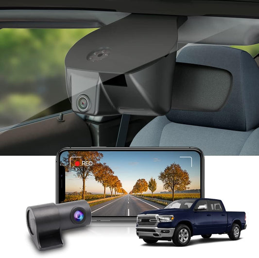 Fitcamx 4K Front and 1080P Rear Dash Cam for RAM 1500 Models