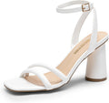 DREAM PAIRS Women's Strappy Round Heels Open Square Toe Ankle Strap