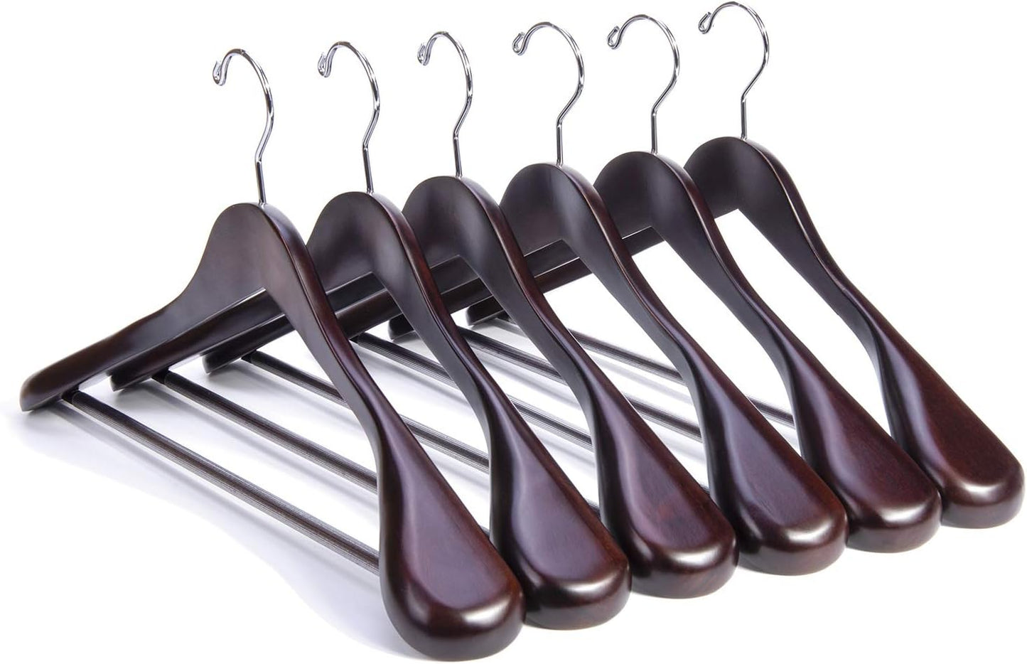 Nature Smile Luxury Mahogany Wooden Suit Hangers - 6 Pack