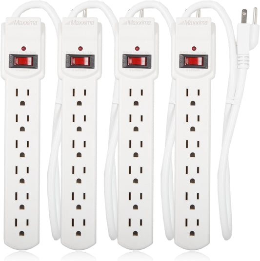 Maxxima 6 Outlet Surge Protector 4 Pack