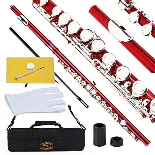 Glory Closed Hole C Flute with Case and Accessories in Red