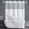 Long No Hook Waffle Weave Shower Curtain with Snap-In Liner - Thick