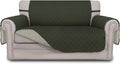 Reversible Loveseat Sofa Cover 2-Cushion in Army Green/Beige - Water