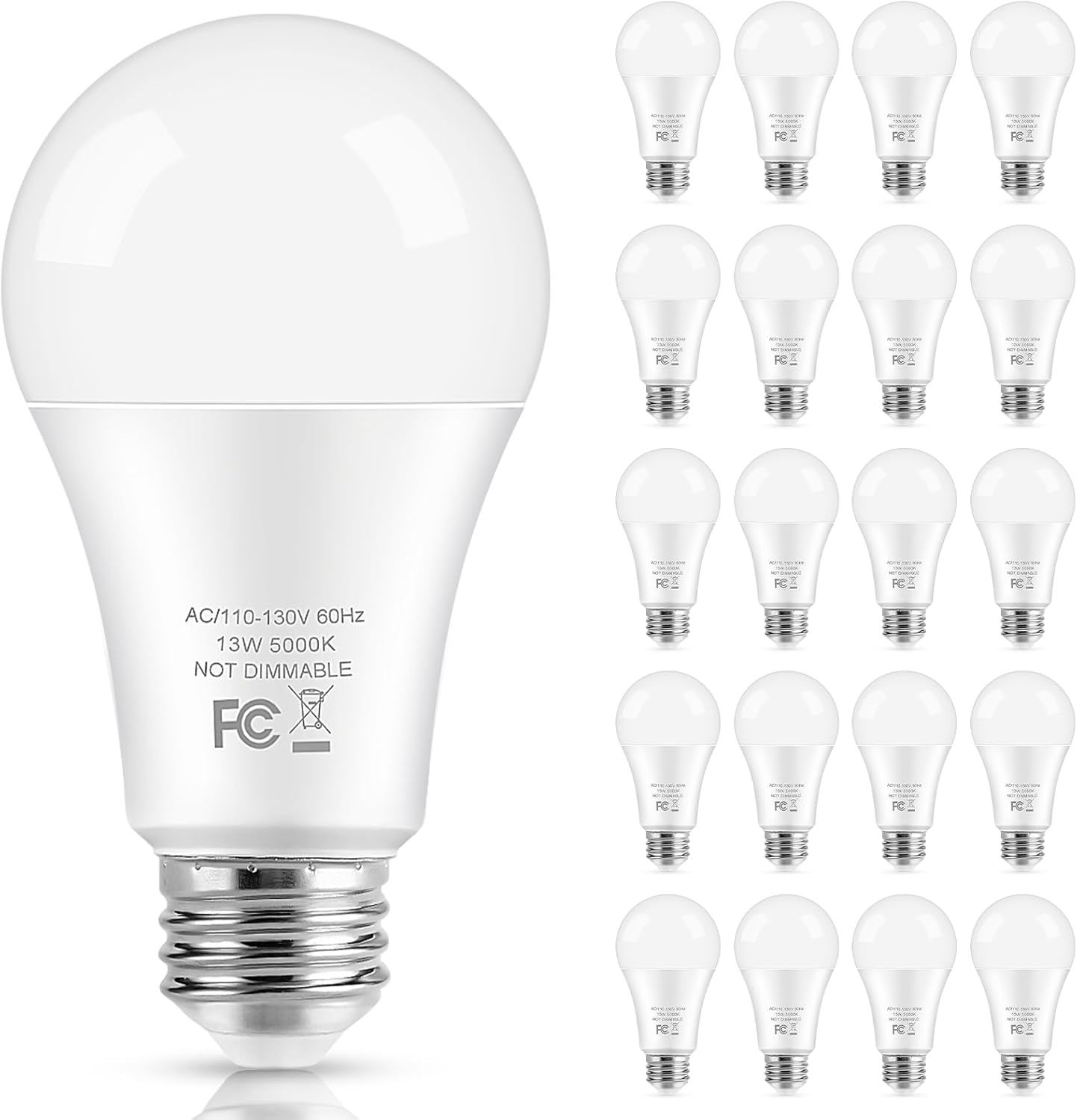 Bright A19 LED Light Bulbs 100 Watt Equivalent for Home Use
