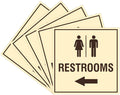 Restrooms Left Arrow Sign Ivory/Dark Brown - Medium 5 Pack