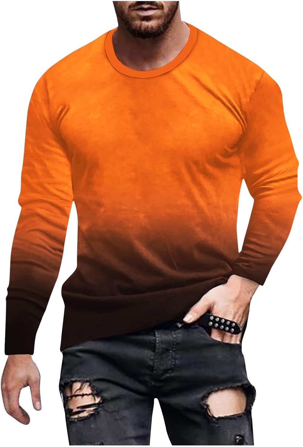 Gradient Color Muscle Fit Tee - Fall Fashion