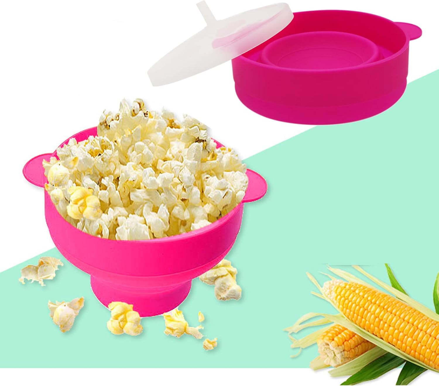 BPA-Free Mini Microwave Popcorn Maker - Vibrant Pink