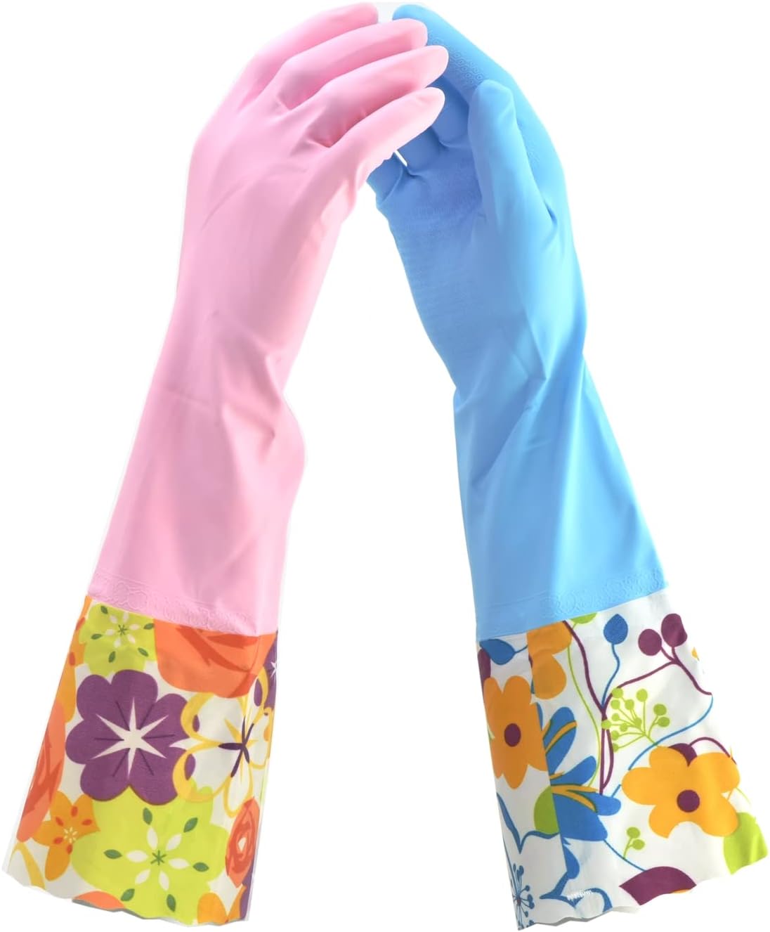 Waterproof Latex-Free Cleaning Gloves x2 - Soft Lining, Long Cuff by G&F