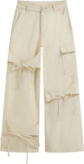 Baggy Jeans for Women Low Waisted Wide Straight Leg Bow Jeans